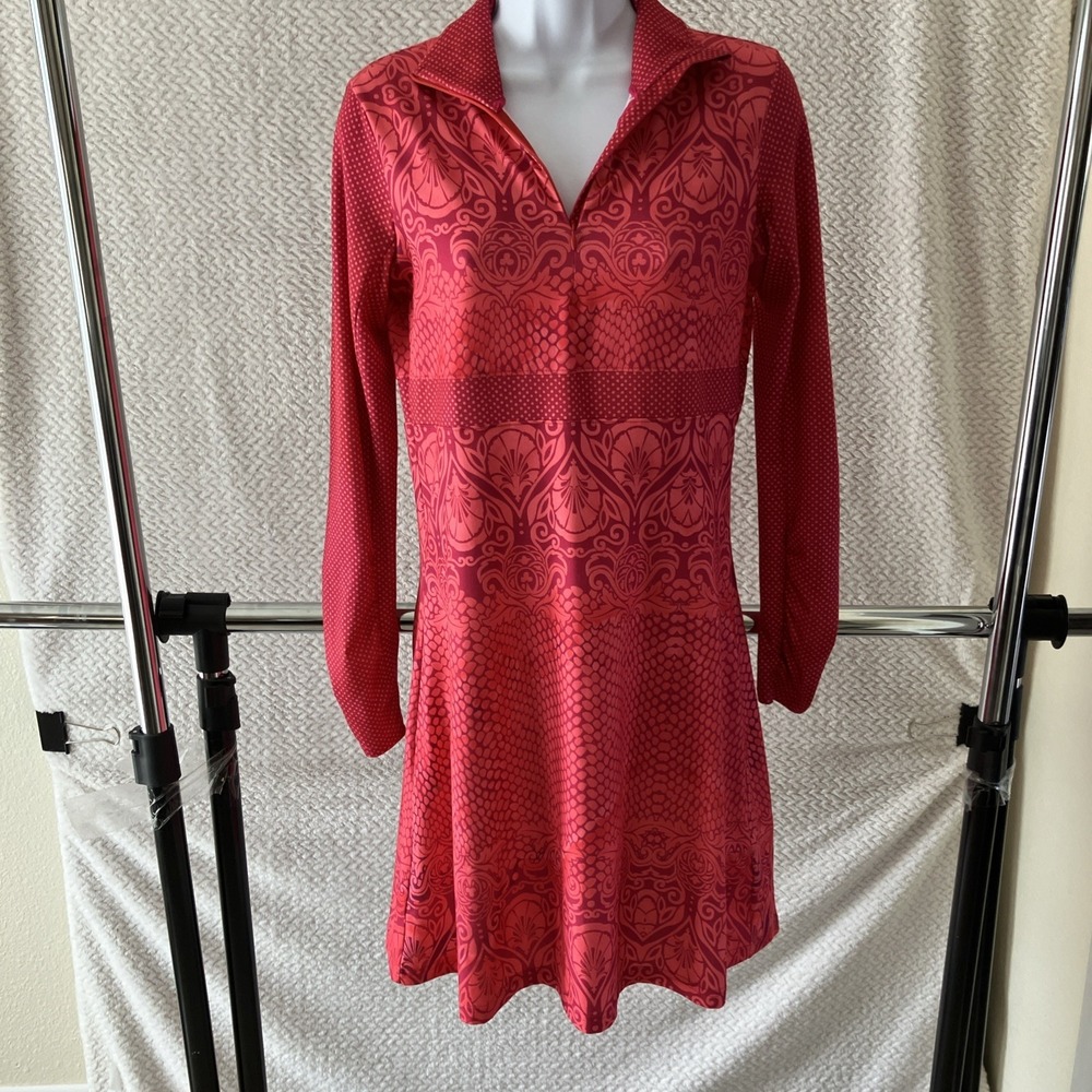 Prana Active Performance Dress XS Long Sleeve Collar Boho Preppy Outdoors‎